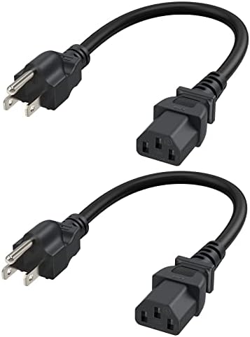 CableCreation [2-Pack] 1 Feet 18 AWG Universal Power Cord for NEMA 5-15P to IEC320C13 Cable, 0.3M / Black