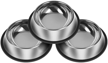 3Pcs Stainless Steel Dog Bowls Non-Slip Dog Food Bowl 54 Oz Dog Food and Water Bowl Set Dishwasher-Safe Puppy Bowls Rust Resistant Metal Pet Bowls Suitable for Small/Medium/Large Sized Pet