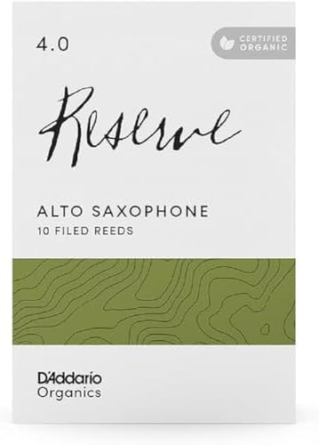 D’Addario Organic Reserve Alto Saxophone Reeds - Filed, Strength 4.0, 10-Pack