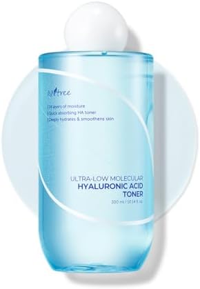 ISNTREE Ultra-Low Molecular Hyaluronic Acid Toner 300ml, 10.14 fl.oz | Quick Absorbing | Deep Hydration & Skin Smoothing | Korean Skincare | Vegan Skincare