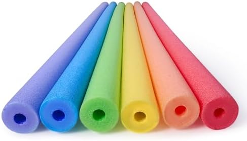 SLOOSH Foam Pool Noodles-Multicolor Floating Foam Tube, 6 Pack 48 Inch Hollow Swim Noodles for Swimming Floating and Craft Projects,Multi-Purpose Swimming Pool Noodle Bulk Buoyancy