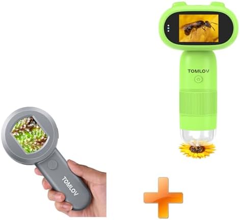 TOMLOV P30 Microscope for Kids, Portable 1000X Slides Digital Microscope with 2" Screen, HD 16MP Camera & 1080P Video+GP10