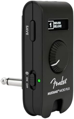Fender Mustang Micro Plus Headphone Amplifier with Rechargeable Battery, Bluetooth Audio Streaming and 50 Amp and Effects Models, with 2-Year Warranty