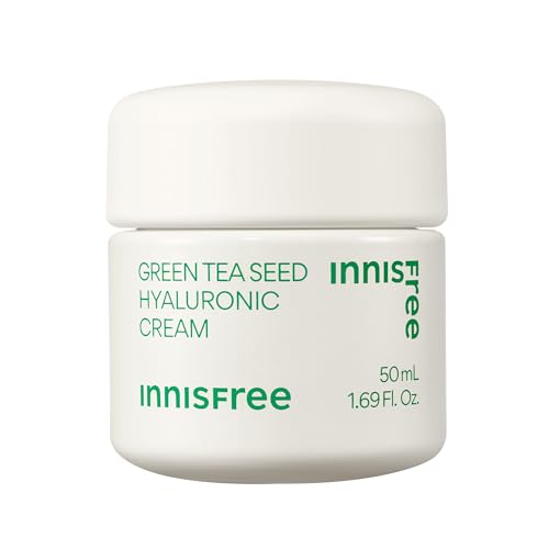 innisfree Green Tea Seed Hyaluronic Acid Cream With Barrier Boosting Complex and Ceramide, Korean Hydrating Face Moisturizer and Balancing Cream