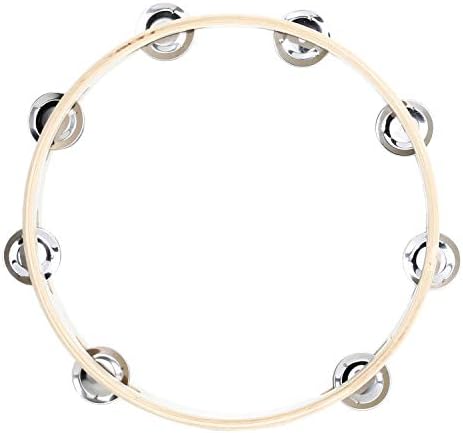 Musfunny Tambourine Ring for Adults 10 inch Hand Held Drum with Metal Jingles Bells Percussion Instrument Gifts for Musical Education Party Church KTV (10 inch Ring)
