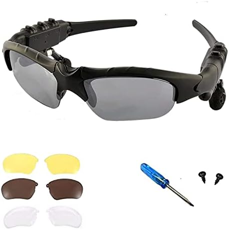 Wireless Bluetooth MP3 Sunglasses Polarized Lenses Music Sunglasses Stereo Headphone for iPhone Samsung Most Smartphone or PC (Black-Gray)