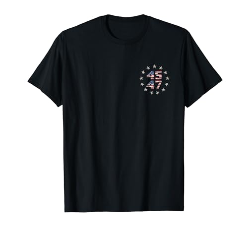 45 47 Trump 2024 American Flag (on back) T-Shirt