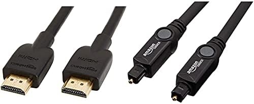 Amazon Basics Digital Optical Audio Toslink Sound Bar TV Cable - 9.8 Feet & High-Speed 4K HDMI Cable - 10 Feet