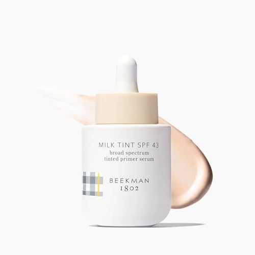 Beekman 1802 Milk Tint Face SPF 43 - Oxybenzone Free - 1 oz - Tinted Mineral Sunscreen, Makeup Primer & Moisturizer - Blends Seamlessly - Good for Sensitive Skin - Cruelty Free