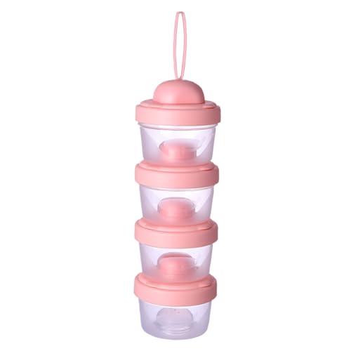 4 Layers Baby Milk Powder Formula Dispenser on The go, Baby Formula Containers for Travel, Formula Holder Mixer, Baby Feeding Snack Storage Container, Portable, Stackable, Non-Spill, BPA-Free