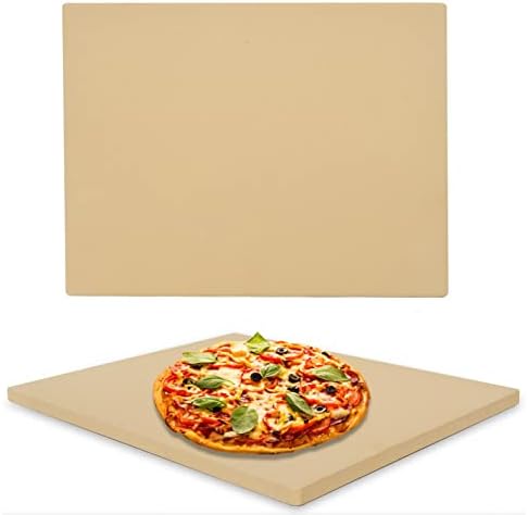 Pizza Stone Heavy Duty Ceramic Baking Stone for use in Oven & Gril - Thermal Shock Resistant, Ideal for Baking Pizza, Bread, Cookies, Rectangular Cooking Stone 15x12 Inch. (Bonus Free Scraper)