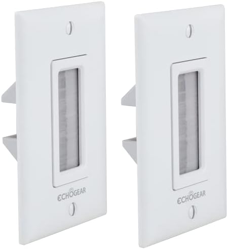 ECHOGEAR Wall Brush Plate for Hiding Up to 8 Low Voltage Cables - Sturdy Brushes with Cable Catching Design - Ideal Cable Pass Through for Wall Mounted TVs