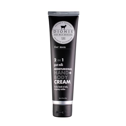 Dionis Goat Milk Skincare 3.3oz Hand & Body Cream For Men - Travel Size Hand Lotion For Hydrating & Moisturizing Dry Skin - Cruelty Free Cream Made In The USA - Paraben Free Formula