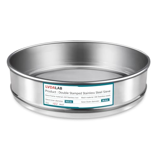 304 Stainless Steel Mesh Lab Sieve, 180 Mesh (0.09mm) Aperture Test Sieve, 7.9Inch(20cm) Diameter Economy Standard Analysis Sample Test Sieves for Industrial Laboratory Homes