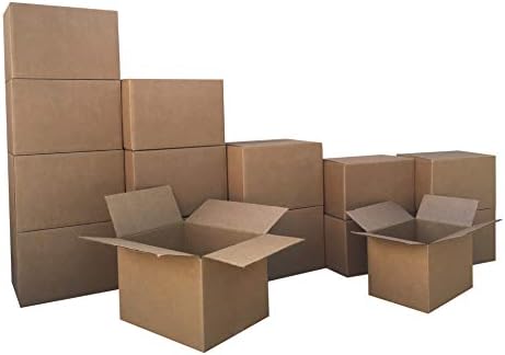 Amazon Basics Moving Boxes Kit, Small and Medium Cardboard Box Combo, 15 Pack, Assorted, Brown