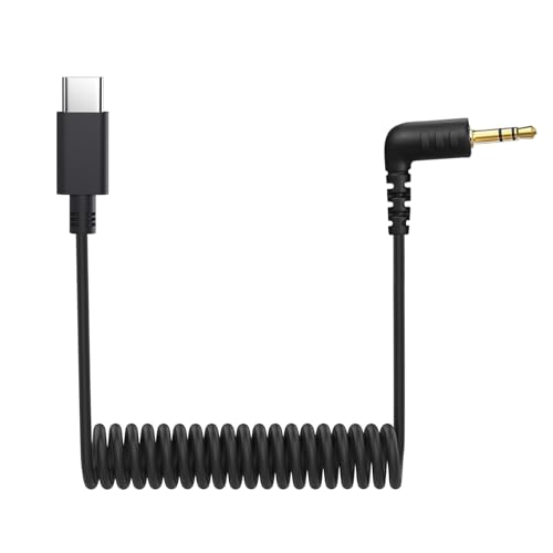 USB C to 3.5mm Microphone Cable for Rode Wireless Pro/Wireless Go 2 and Hollyland Lark M2 150 Max, Coiled Audio Patch Cable Mic Cord Compatible with Samsung Galaxy and Google Pixel Android Phones