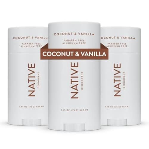 Native Deodorant Contains Naturally Derived Ingredients, 72 Hour Odor Control | Deodorant for Women and Men, Aluminum Free with Baking Soda, Coconut Oil and Shea Butter | Coconut & Vanilla, 3-Pack