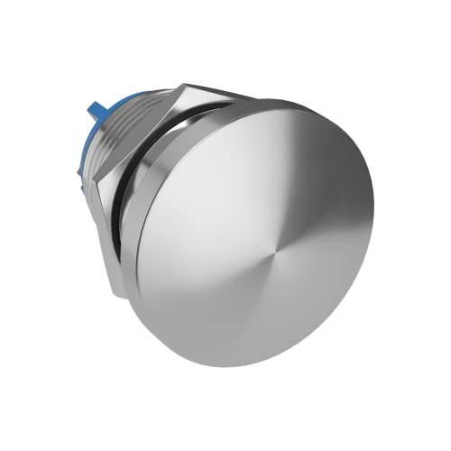 APIELE 19MM Momentary Push Button Switch Mushroom Head Push Button IP65 Waterproof 12V 24V 36 DC 110V 250V AC 5A SPST (19mm, Silver)