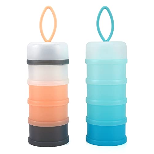 Accmor Baby Formula Dispenser On The Go, Stackable Formula Dispenser for Travel Formula Container to Go, Non-Spill Milk Powder Baby Kids Snack Storage Container, BPA Free, 2 Packs
