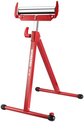 WORKPRO Folding Roller Stand Height Adjustable, Heavy Duty 250 LB Load Capacity, Outfeed Woodworking