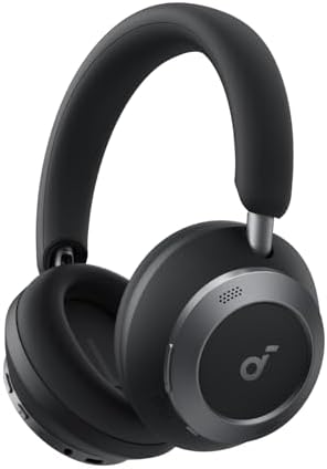Soundcore Space One Pro by Anker, Adaptive Active Noise Cancelling Headphones Driven by 6 Mics, Super Foldable Design, 60H Lossless Audio, Ultra-Fast Charging, Hi-Res Wireless Audio(Renewed)