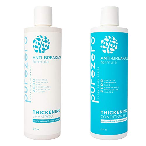 Purezero Anti-Breakage & Thickening Shampoo Conditioner set, For Hair Loss & Hair Thinning, With Biotin, Vitamin C, Caffeine and Saw Palmetto, 100% Vegan & Cruelty Free, Color Safe, 24 ounces