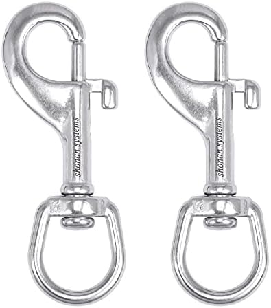 SHONAN 3.5 Inch Swivel Eye Snap Hook, 2 Pack Marine Grade Scuba Bolt Snap, Single Ended Stainless Steel Flag Clips Swivel Snaps for Scuba Diving, Flag Pole Rope, Dog Leash, Camera Strap and More