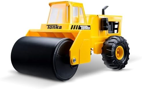 Tonka Steel Classics - Steam Roller - Made with Steel, Yellow Toy Truck, Boys and Girls, Toddlers Ages 3+, Big Construction Truck, Birthday Gift, Holiday, Ages 4+