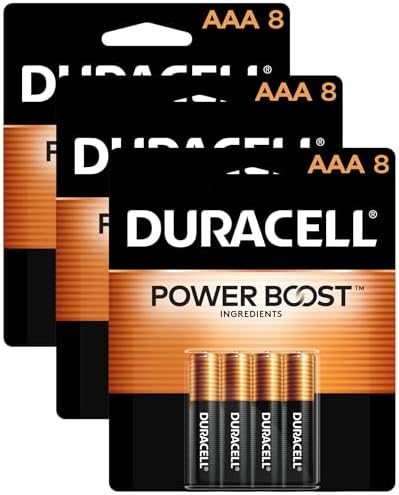 Duracell Coppertop AAA Batteries with Power Boost Ingredients, 8 Count Pack Triple A Battery with Long-Lasting Power, Alkaline AAA Battery for Household and Office Devices (Pack of 3)