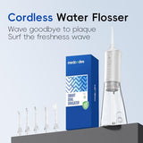 Water Dental Flosser Teeth Pick - medcodes Portable Cordless Oral Irrigator with USB Rechargeable Waterproof for Teeth, Gums, Braces Care and Home Travel (White)