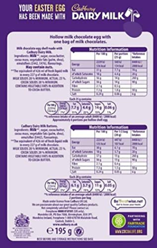 Cadbury Dairy Milk Buttons Easter Egg 195G