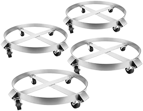 55-Gallon Drum Dolly Set of 4 - Heavy-Duty Steel Dolly Pack with Cross Braces and 4 Caster Wheels - 1,000-Pound Capacity Each by Pentagon Tools