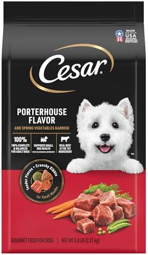 CESAR Small Breed Dry Dog Food Porterhouse Flavor and Spring Vegetables Garnish, 5 lb. Bag