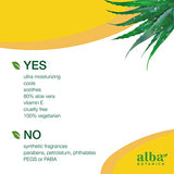 Alba Botanica Aloe Vera Lotion for Skin, Soothing After Sun Treatment for Face and Body, Made with Purity Certified 80% Aloe Vera Gel Formula, 8 fl. oz. Tube