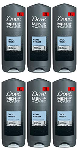 Dove Men Care Body & Face Wash, Cool Fresh - 13.5 Fl Oz / 400 mL X 6 Pack Case, Made in Germany