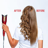 CHI Spin N Curl Ceramic Rotating Curler, Ruby Red. Ideal for Shoulder-Length Hair between 6-16” inches.