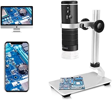 WiFi USB Digital Microscope 50 to 1000x Wireless Magnification Endoscope 8 LED Mini HD Camera with Updated Stand Portable Case, Compatible with iPhone iPad Android Mac Windows Linux