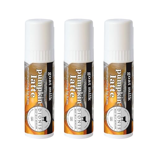 Dionis Goat Milk Skincare Pumpkin Latte Fall Lip Balm Gift Set - Beeswax, Shea Butter & Coconut Oil Lip Care Products Made in The USA - Cruelty Free Lip Moisturizer for Chapped Lips, 0.28oz 3 Pack