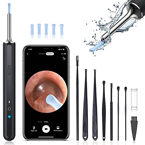 LEIPUT Ear Wax Removal - Earwax Remover Tool with 8 Pcs Ear Set - Ear Cleaner with Camera - Earwax Removal Kit with Light - Ear Camera with 6 Ear Spoon - Ear Cleaner for iOS & Android