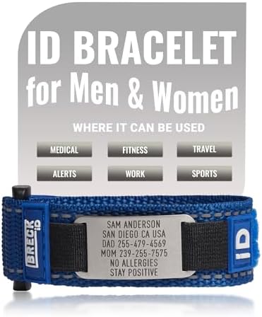 Personalized Medical ID Bracelet for Men & Women – Custom Engraving for Emergency Identification – Nylon Wristband with Medical Information – Ideal for Sport, Travel & Outdoor Activities