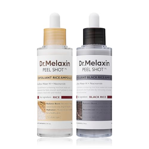 Peel Shot Glow Rice Ampoule Duo White rice ampoule+Black rice ampoule Soft Exfoliating Face and Body Scrub Dead Skin Cells, Blackheads Remover for All Skin Types