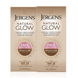 Jergens Natural Glow Face Self Tanner Lotion, SPF 20 Sunless Tanning, Medium to Deep Skin Tone Moisturizer, Daily Facial Sunscreen, Oil Free, Broad Spectrum Protection, 2-2 oz