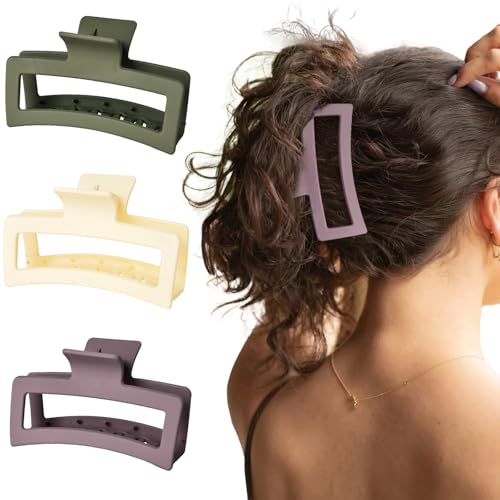 Yanibest 3 Pack Hair Clips for Women 4.3 Inch Large Claw Clips for Women Thick Curly Hair, Big Matte Banana Clips,Strong Hold Jaw Clips