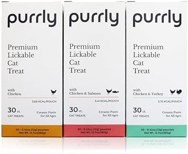 Purrly Low Calorie Premium Lickable Cat Treat Topper Healthy Chicken Variety Bundle (90 Count) Human-Grade Protein Sources with Functional Nutrients Wet Squeeze Creamy Purée Grain-Free Non-GMO