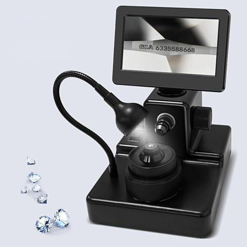 4.3Inch LCD Digital Microscope,Digital Diamond Girdle Viewer, 50-1000X Magnification, Biological Microscope Kit, Accurate Identification, for Diamond Inscription Viewer