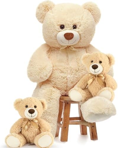 MorisMos Giant Teddy Bears with Babies, Large Mommy Bear with 2 Babies Stuffed Animals for Baby Shower, Big Bear Plush, 36 Inch