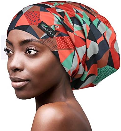 Adjustable Satin Lined Sleep Cap for Dreadlocks Curly Hair Large Head-Stay On Overnight
