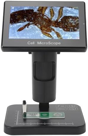 1080P Digital Microscope with 5in 800x480 Screen, USB 2600mAh Camera Microscope with Optical 1000X Digital 8X Zoom 3 Lighting Modes, Microscope for Soldering Research
