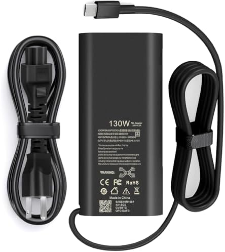 GAN 130W USB C Type C Laptop Charger for XPS 15 9575 2in1 9520 9500 9530 Precision 5530 5470 5550 3550 3560 3750 XPS 17 9700 9710 9720 9730 HA130PM170
