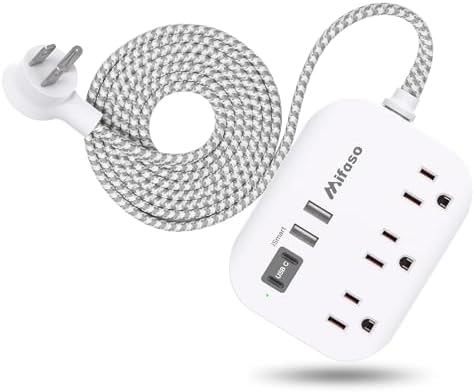 Cruise Ship Essentials - Power Strip with USB Ports, 5Ft Flat Extension Cord with Multiple Outlets, USB Charging Station with Non Surge Protector for Cruise Ship, Travel, Dorm Room Essentials